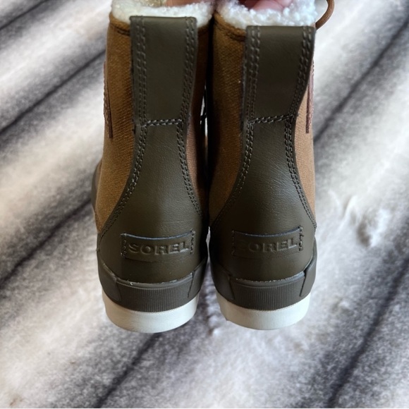 Sorel Tivoli IV Velvet Tan Olive Green Fur Lined Lace Up Boots - Picture 7 of 9